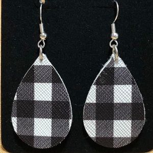 BUFFALO PLAID LEATHER EARRINGS